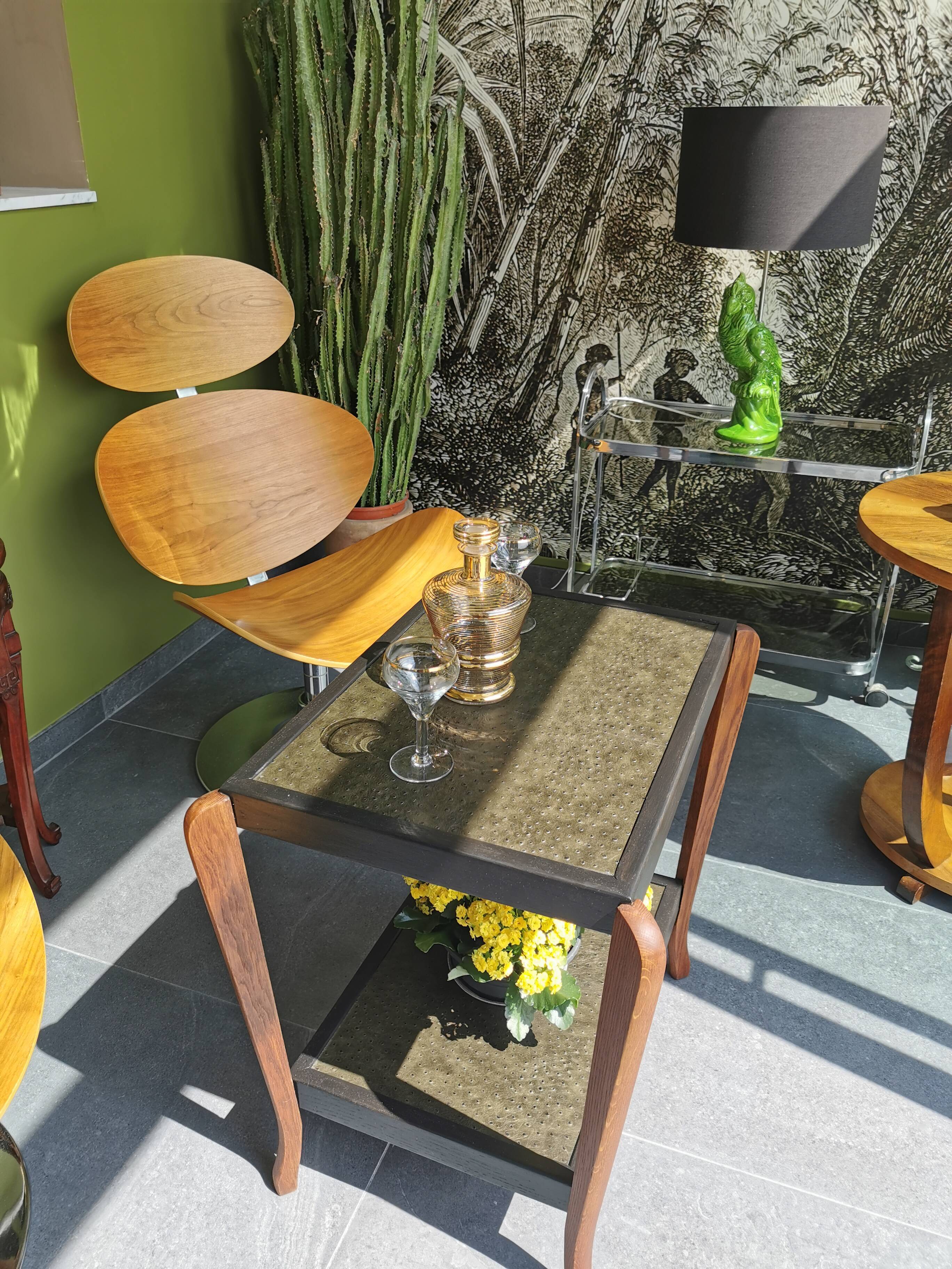 Art deco oak side table refurbished with 2 levels.
