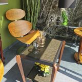 Art Deco oak coffee table redesigned with 2 levels