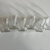 Set de 6 verres shots modernistes en cristal taillé côtes plates 1950