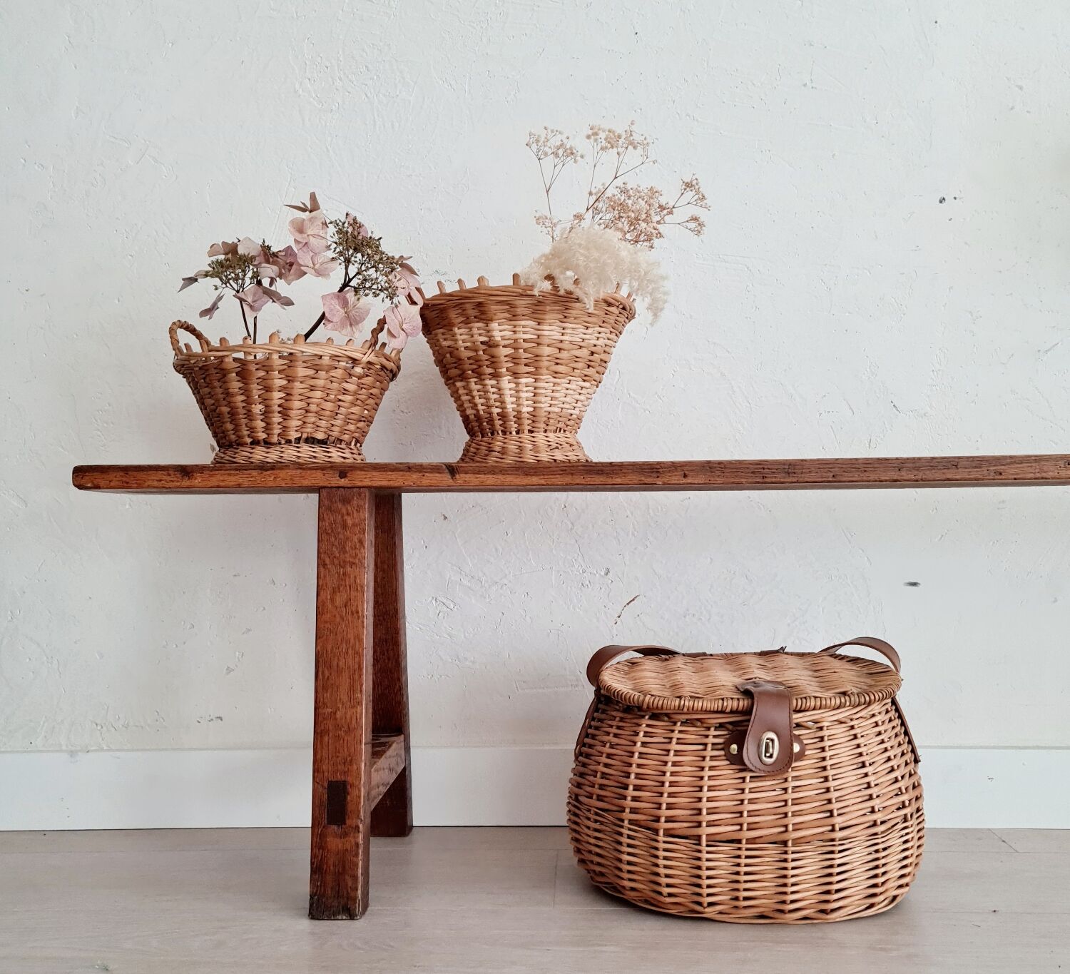 Old wooden farm bench