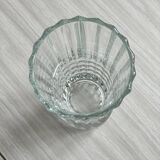 Diamond point molded thick glass vase.