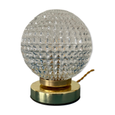 Vintage globe table lamp in molded glass