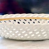 Huge antique Bassano bowl in openwork braided majolica
