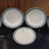 5 assiettes plates en faïence de Longwy modèle "Suzanne" Terre de Fer