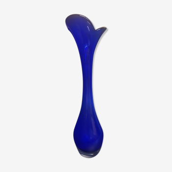 Blue vase Murano vase soliflore grinded