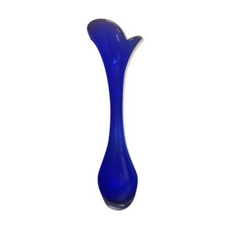 Vase bleu Murano vase soliflore meulé