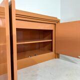 Italian orange lacquered sideboard with inlay, 1970s