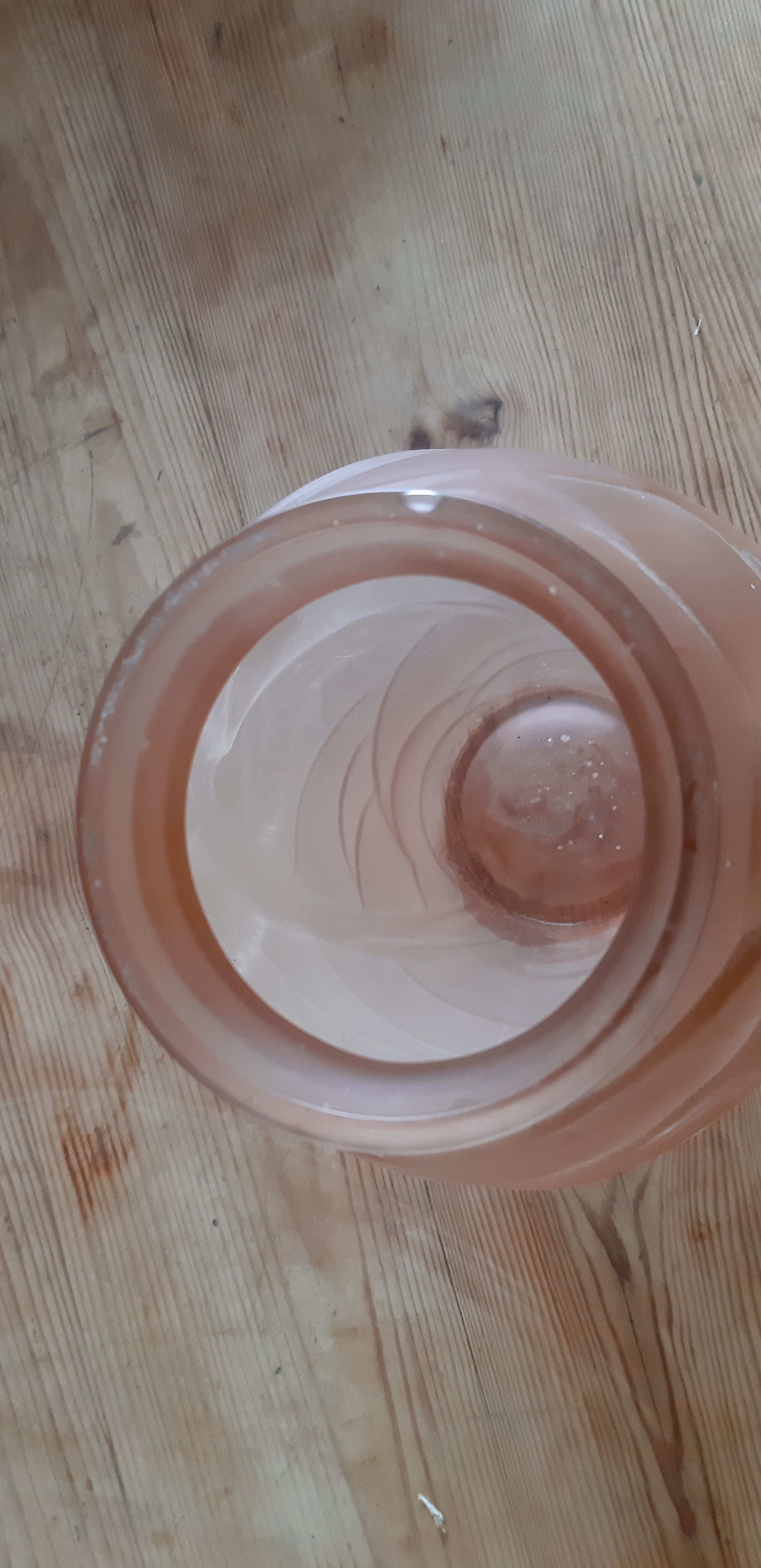 Pair of art deco vases in salmon glass signed NS