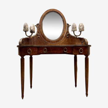 Dressing Table In Burl Veneer Stamped Georges Guerin Faubourg St Antoine Paris