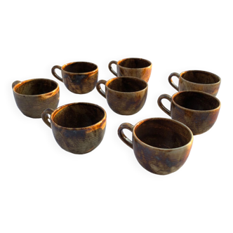 Lot 8 glazed stoneware cups