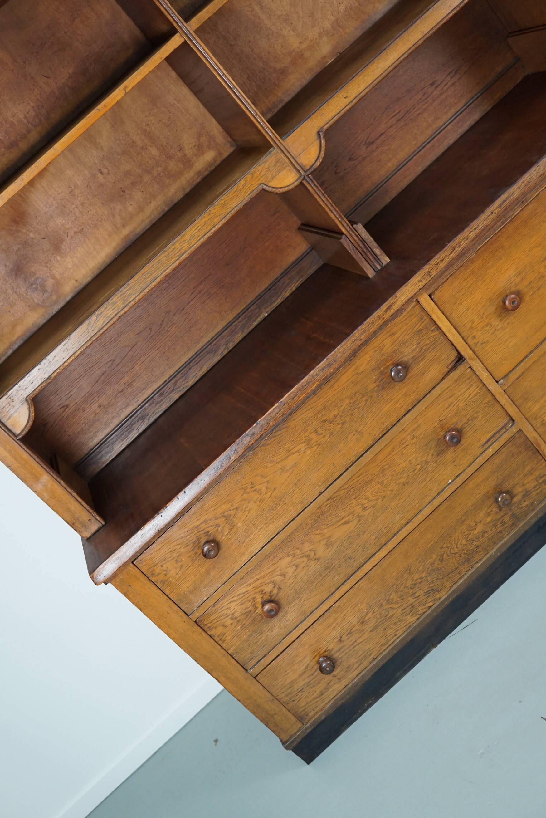 Large Antique Art Deco German Oak Chocolate Shop Cabinet, 1920s