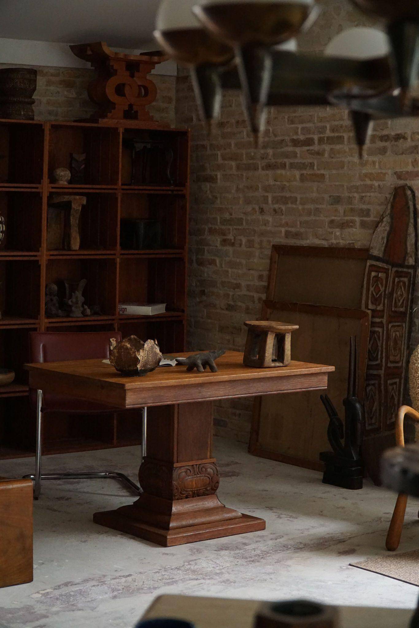 Art Nouveau dining table/desk in oak, early 20th century.