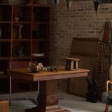 Art Nouveau dining table/desk in oak, early 20th century.