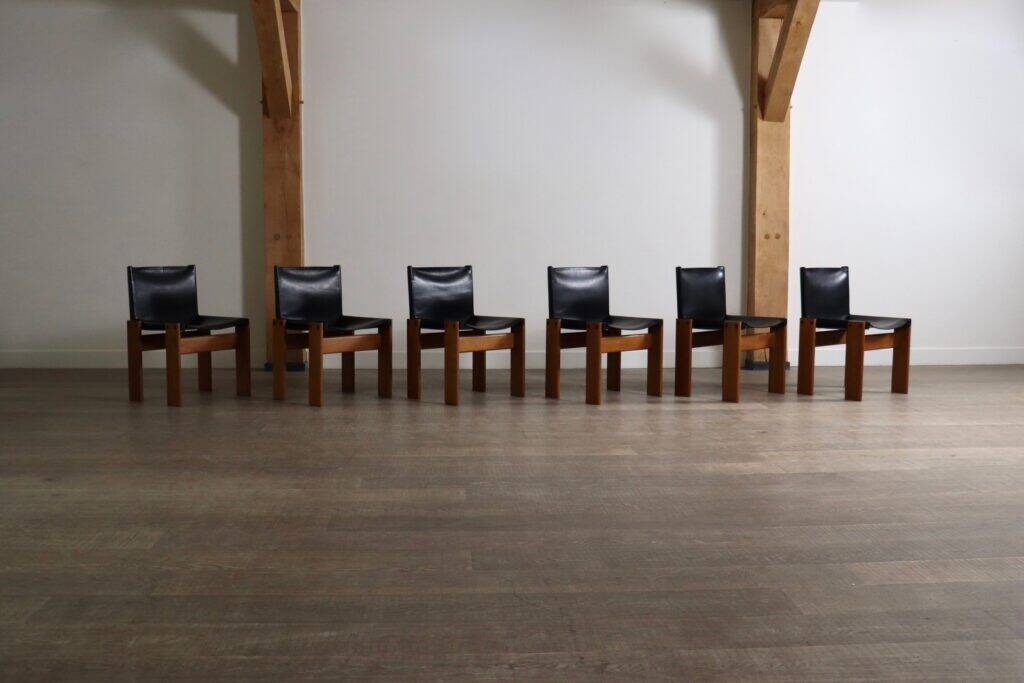 Set of 6 Monk dining chairs by Afra and Tobia Scarpa for Molteni, Italy, 1974
