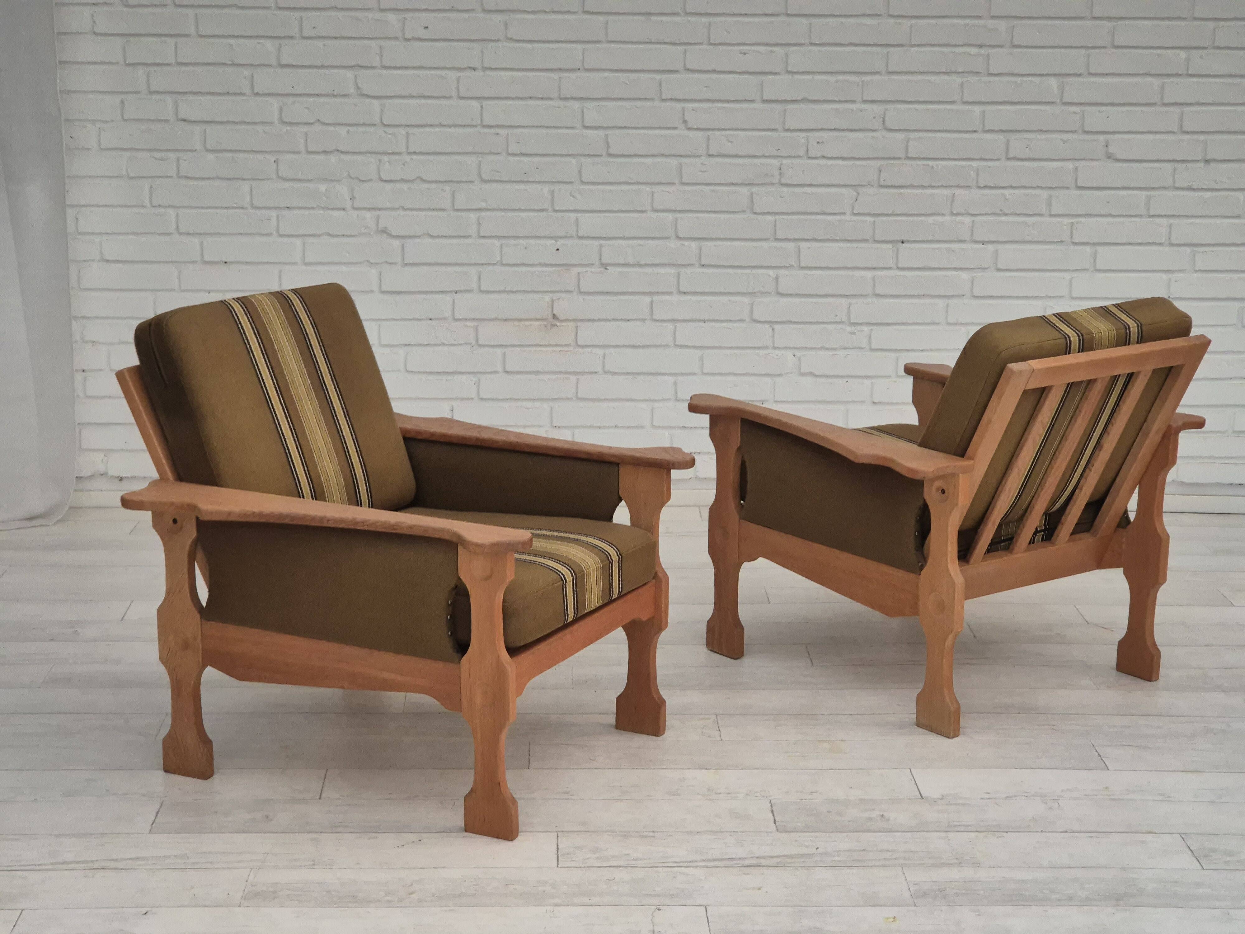 1970s, Danish design, club chair, original very good condition, furniture wool fabric.