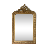Golden fireplace mirror with pediment