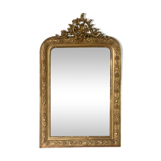 Golden fireplace mirror with pediment