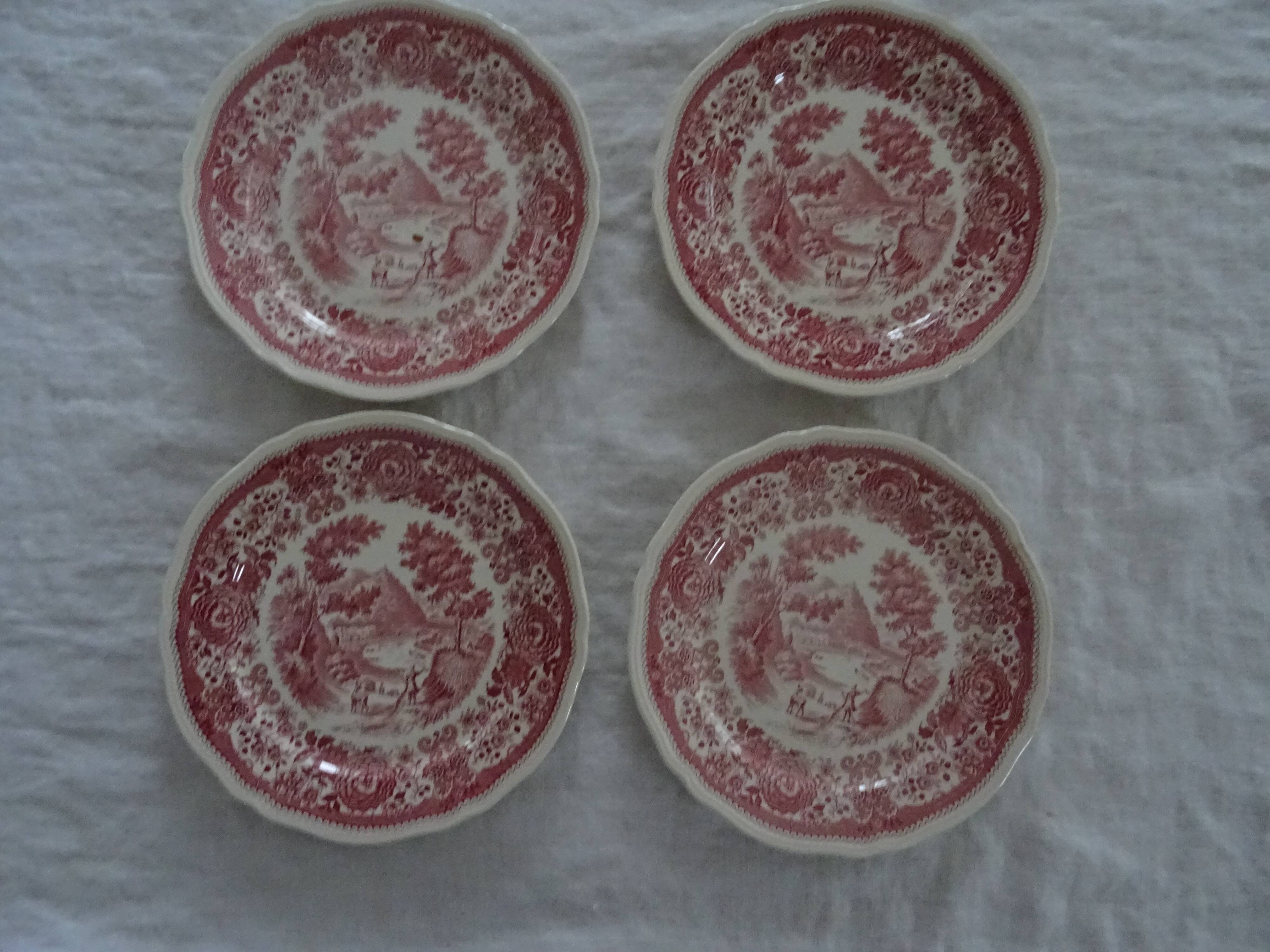 4 flat plates Villeroy and Boch Burgenland pink décor
