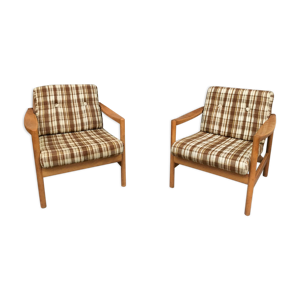 Paire de fauteuils scandinave - carreaux