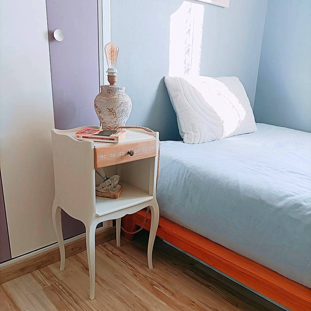 Restored vintage bedside table - Scandinavian style - unique piece