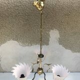 Chandelier 3 arm metal gold old vintage rose