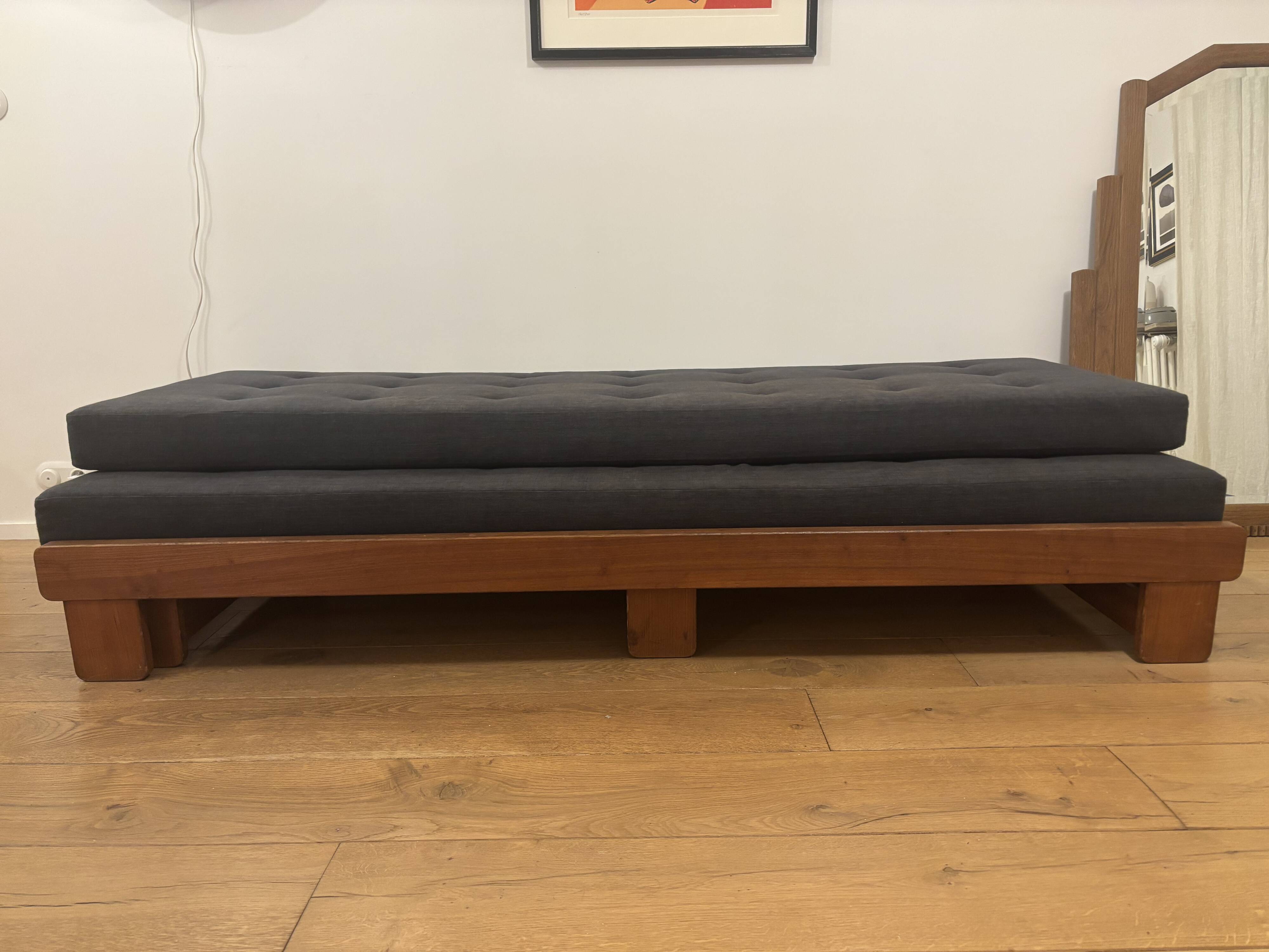 Vintage oak convertible bench by Alain Gaubert