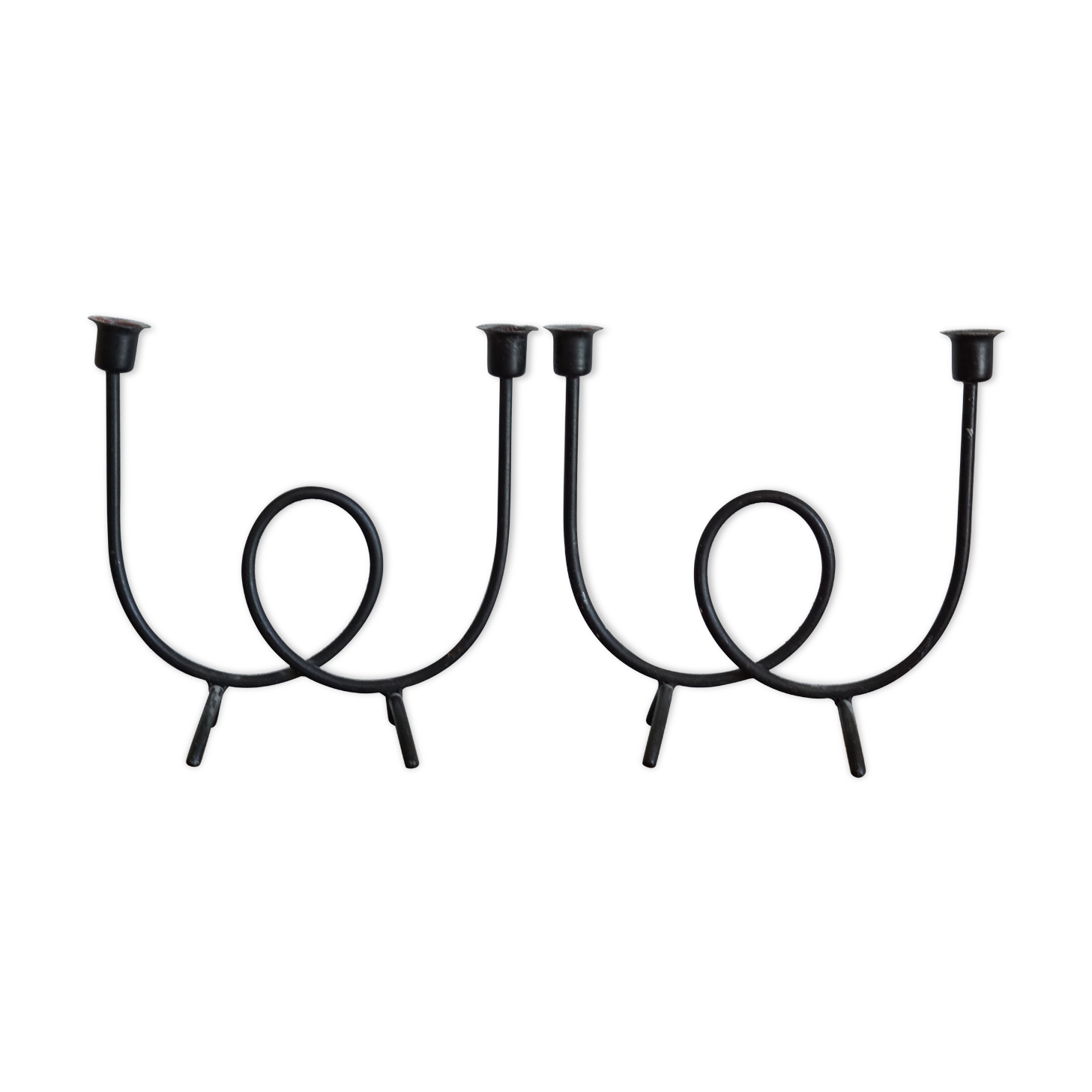 Wrought iron candlesticks