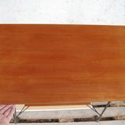 Tv furniture, a table with teak wheels and Scandinavian-style metal.