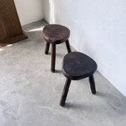 Pair of tripod stools in oak