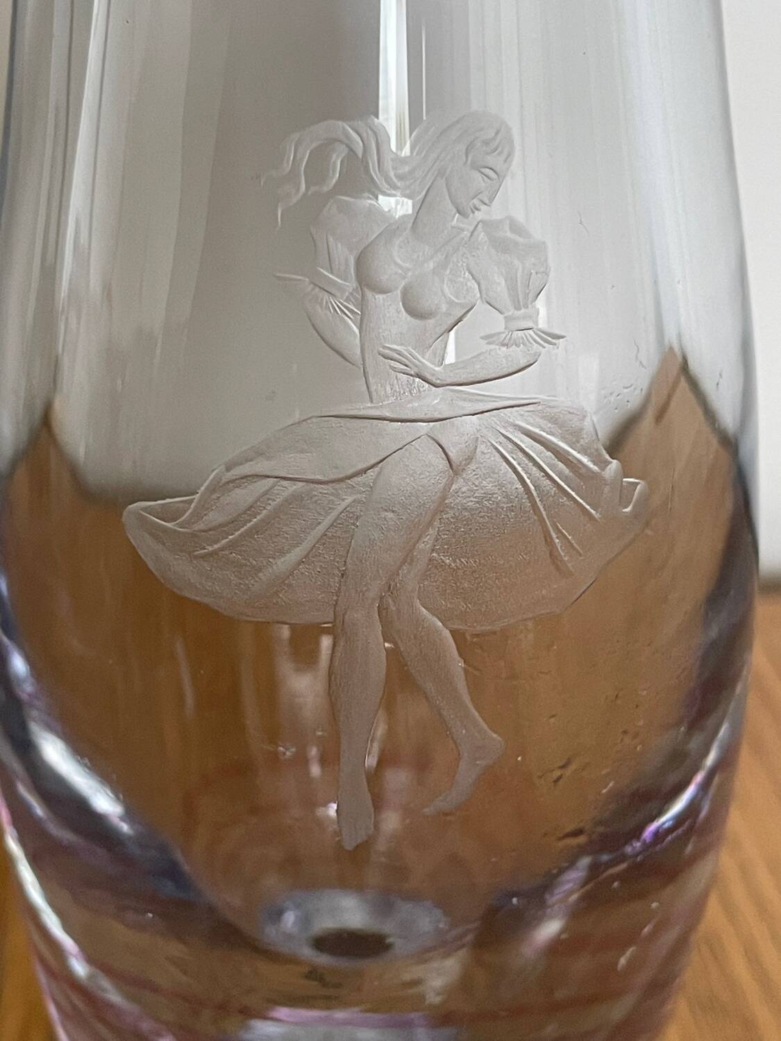 Kosta Boda Vintage Blown Glass Vase - Dancer & Purple Spiral