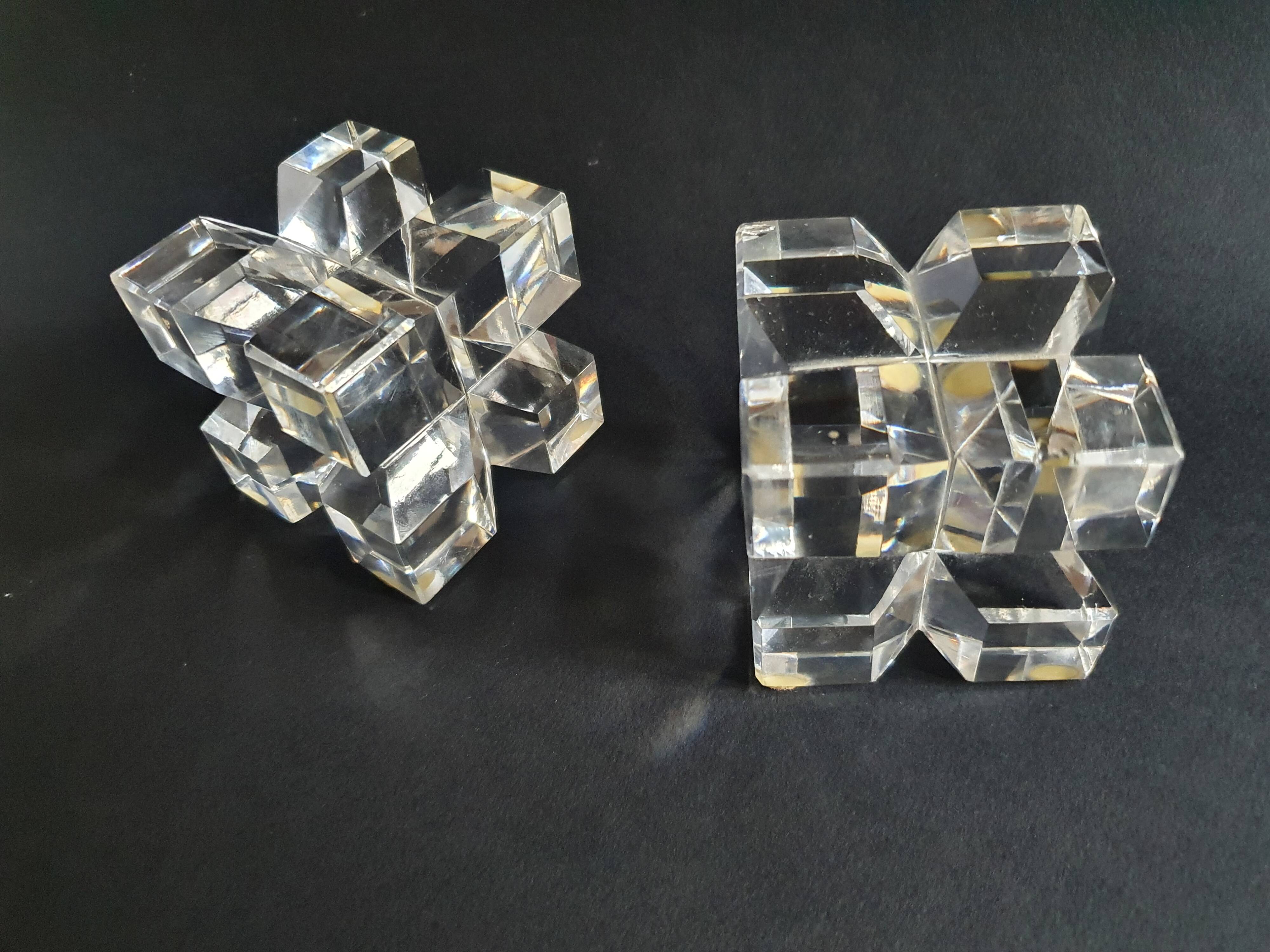 Two old vintage crystal cubes made in France