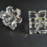Two old vintage crystal cubes made in France