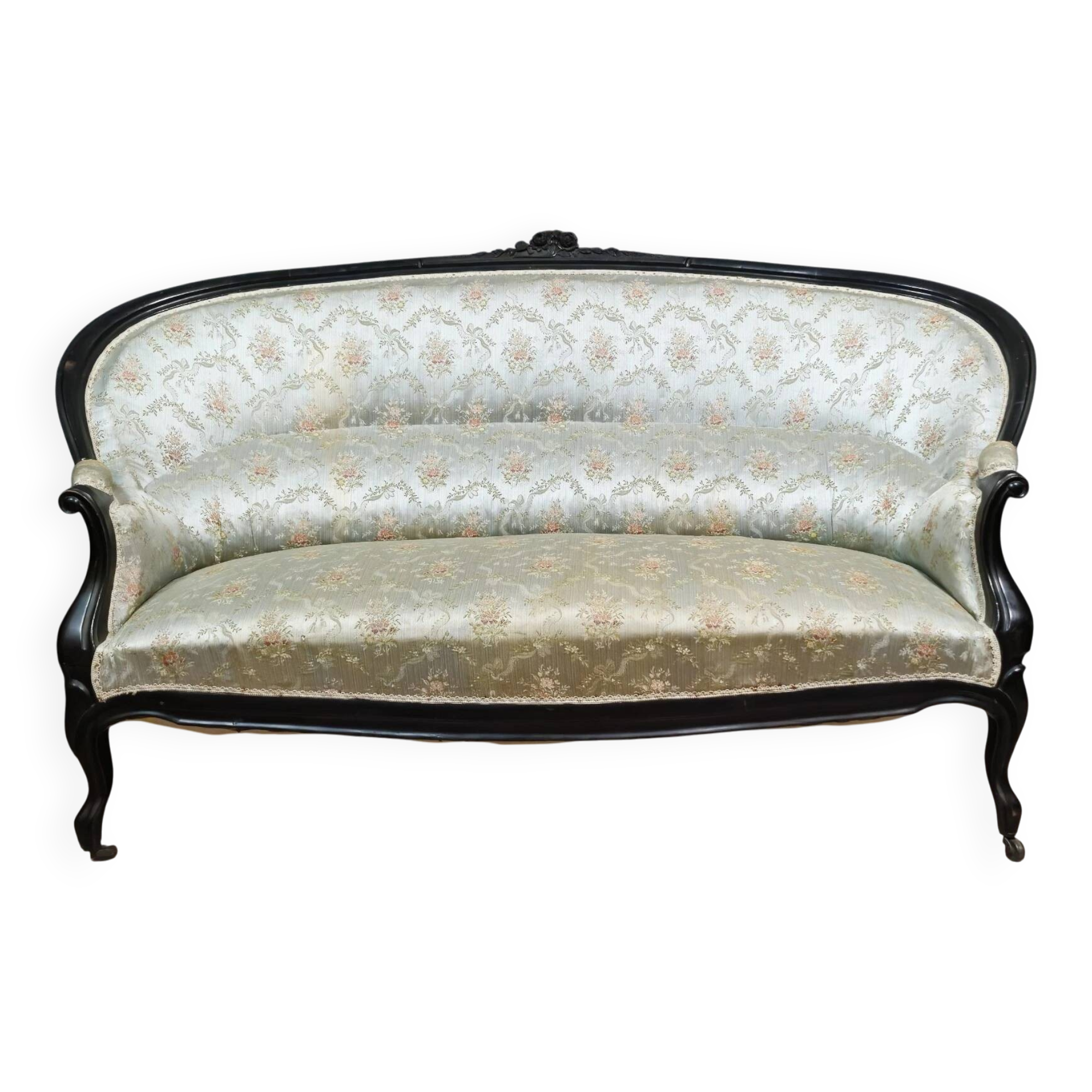 Napoleon III period bench in blackened wood circa 1850