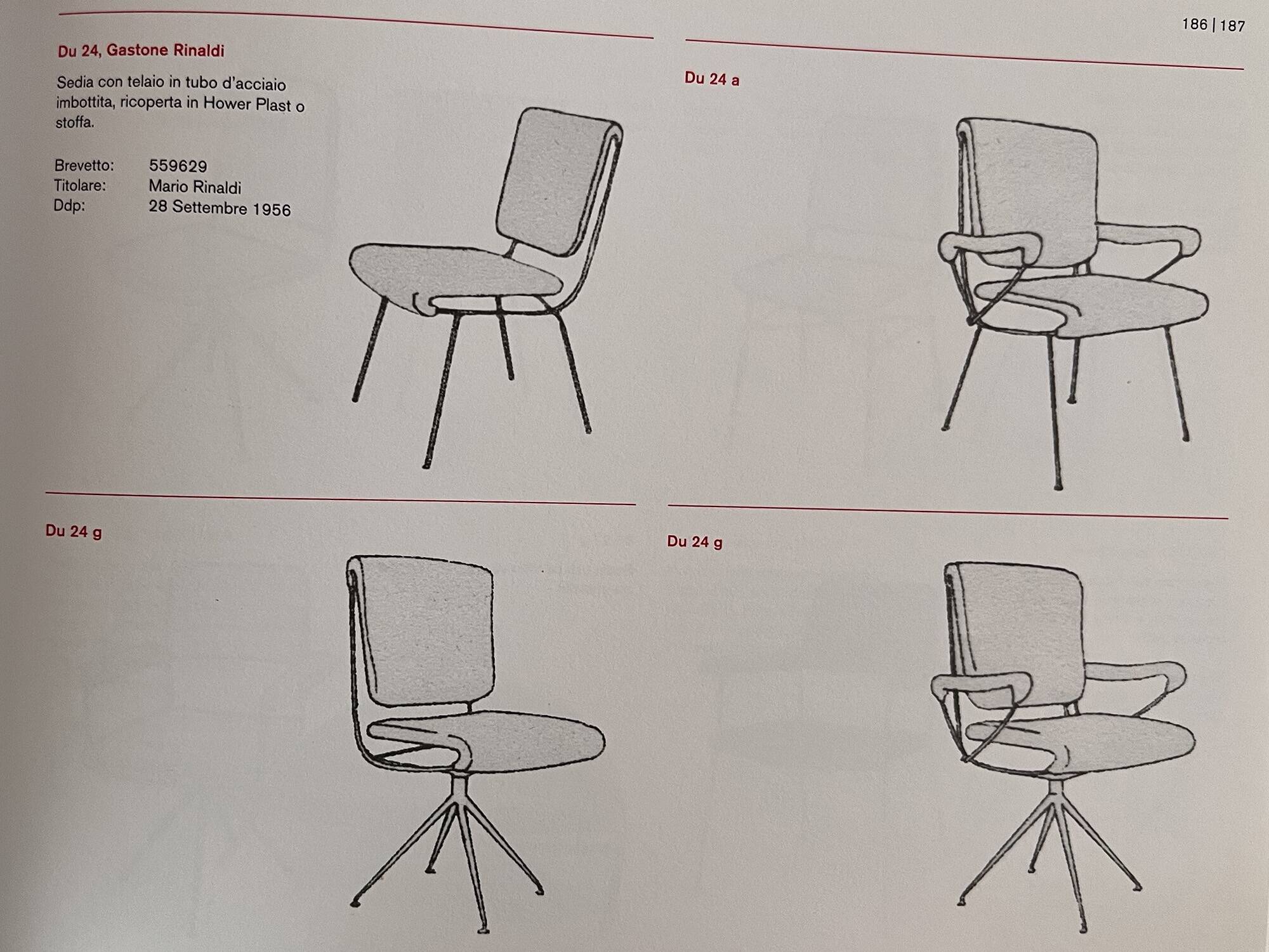 Paire de chaises mod. Du 24 design Gastone Rinaldi pour Rima 1956