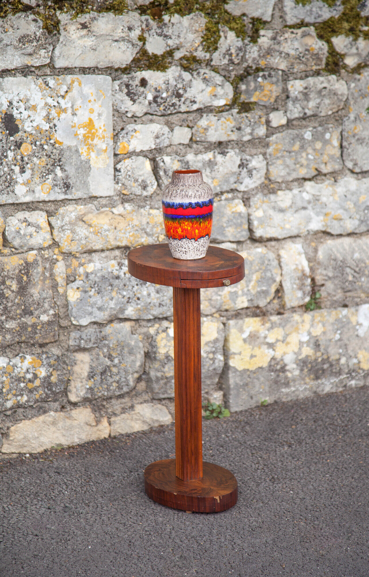 Art Deco wood pedestal table, art deco smoking table, end of sofa, art deco, 30's