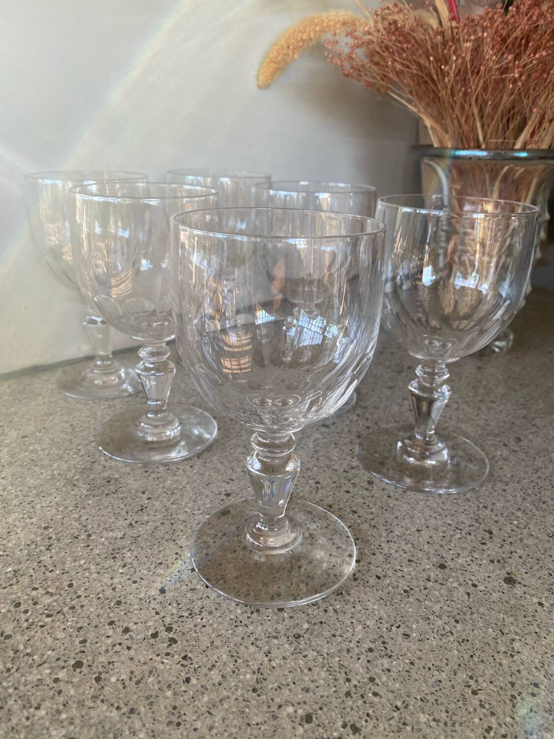 Set of 6 large Baccarat crystal wine glasses, balloon model