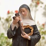 Statuette of Saint Rita in hand-painted resin - 40 cm - Made in Italy
