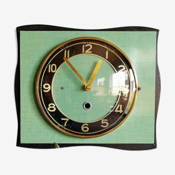 Formica vintage silent rectangular wall clock "black green"