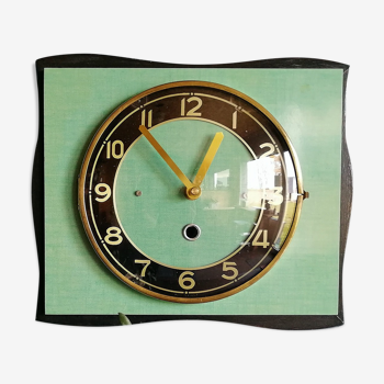Horloge formica vintage murale silencieuse rectangulaire "Vert noir"