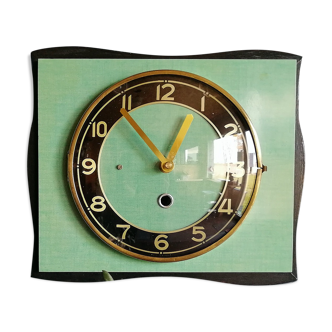 Formica vintage silent rectangular wall clock "black green"