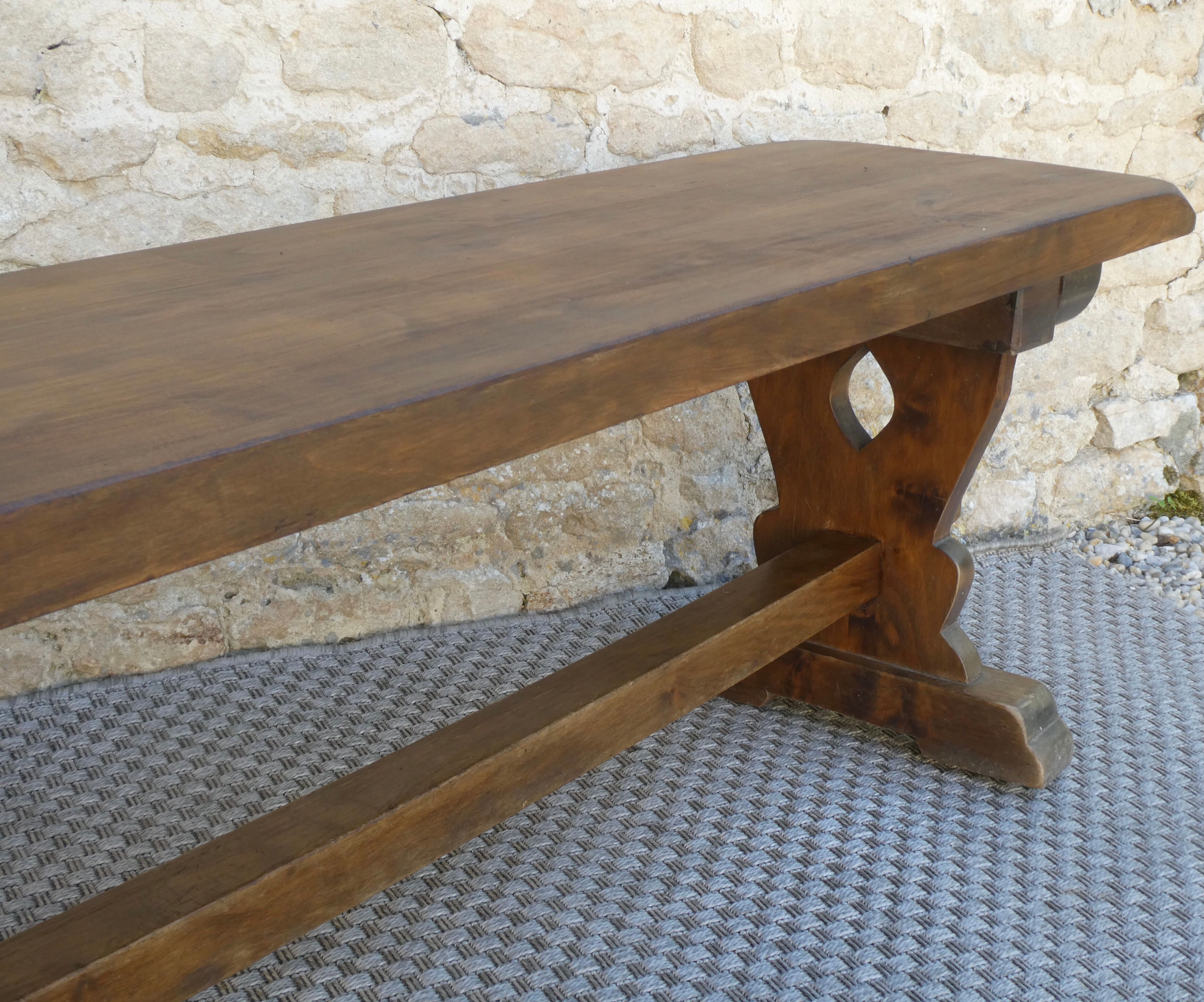 Old monastery bench in solid wood, length 180 cm