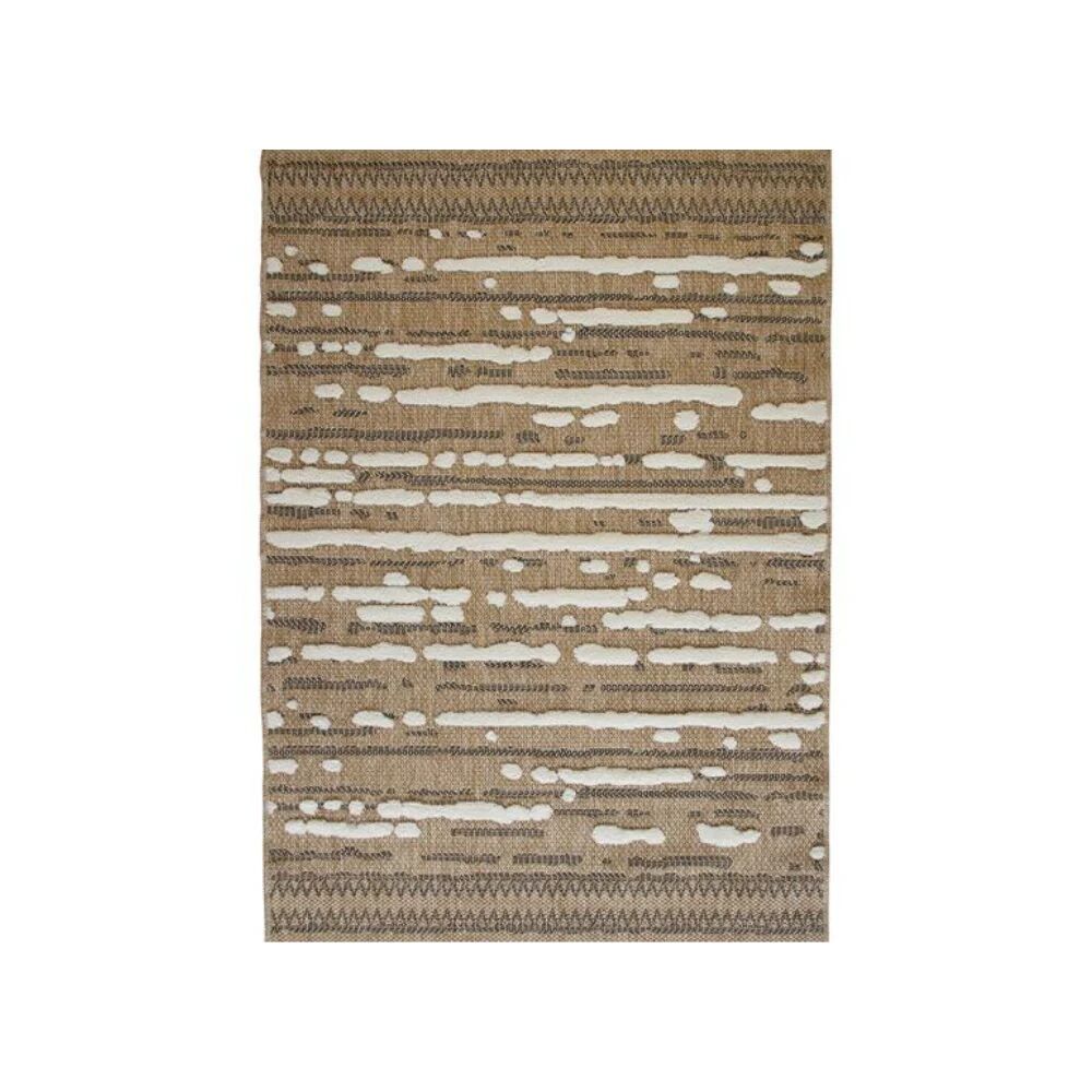 Relief jute rug in white and black 120x160 cm