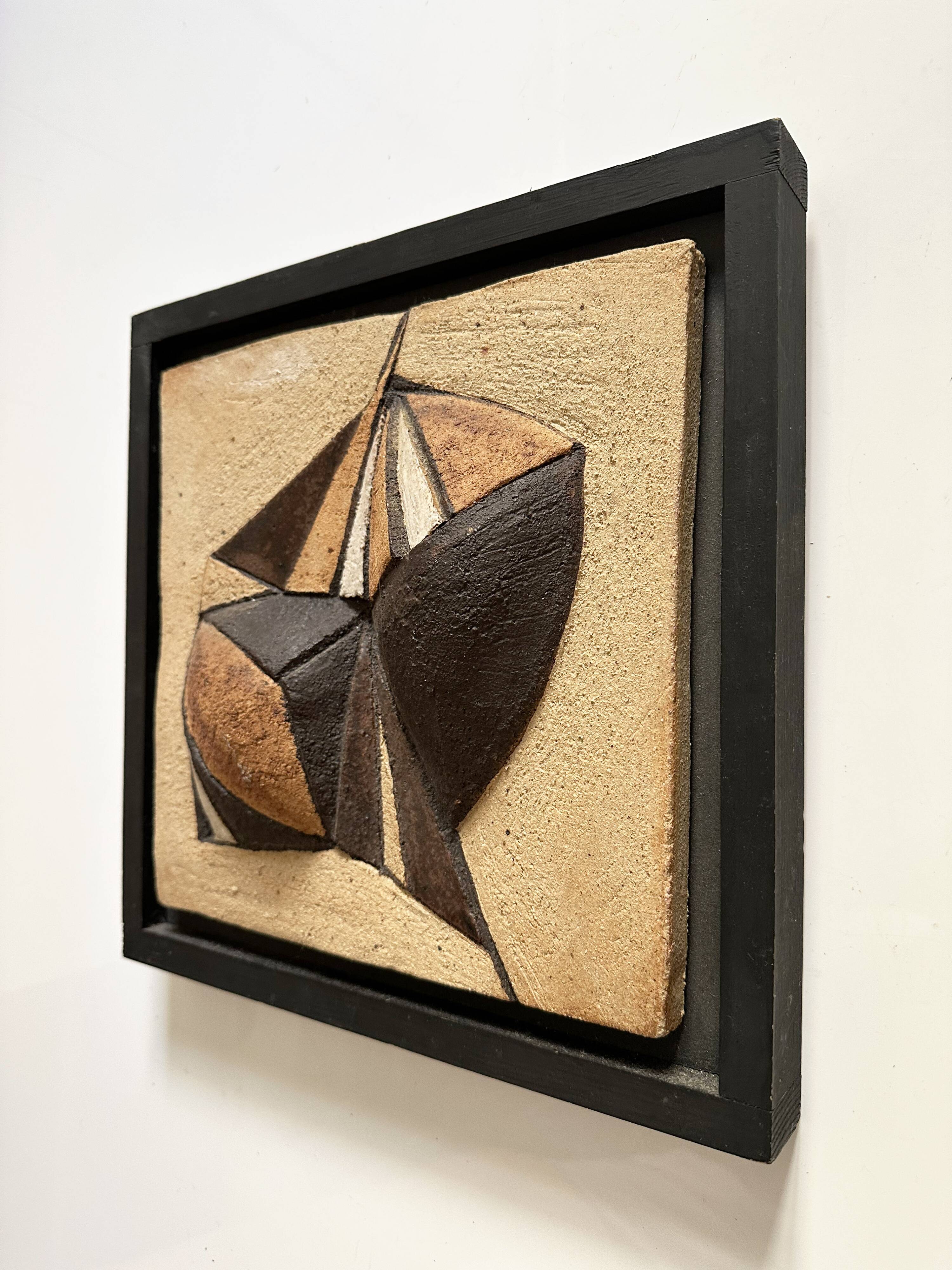 Abstract artist wall sculpture in sandstone. Denmark, 1980s.