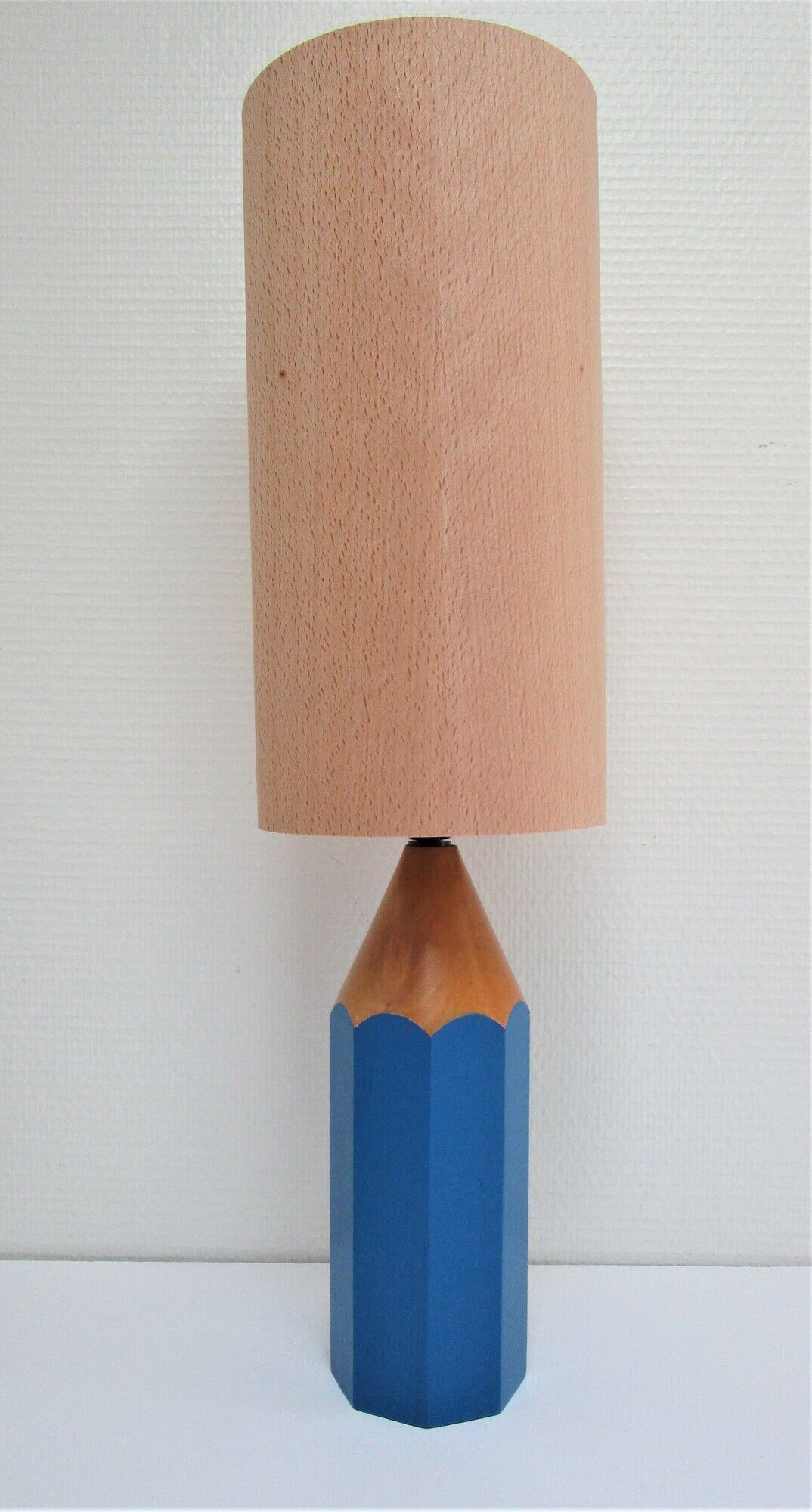 Lamp foot pencil solid wood vintage blue 80s