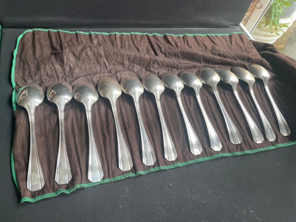 12 tablespoons Christofle model Boreal – Silver metal – Art Deco