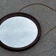 Vintage Scandinavian Round Wenge Wood Mirror Leather Strap 60's desig