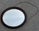 Vintage Scandinavian Round Wenge Wood Mirror Leather Strap 60's desig