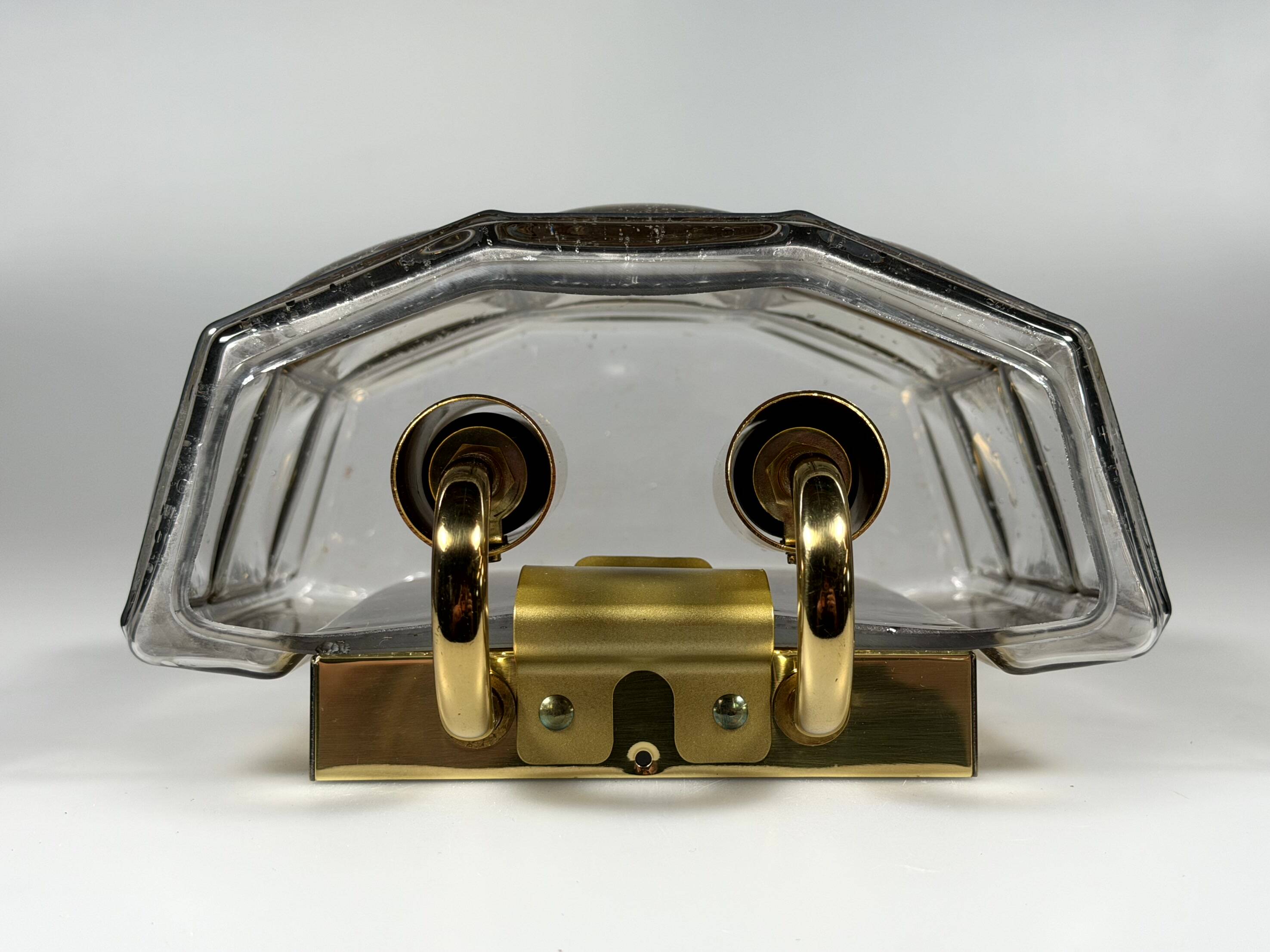 60s 70s Wall Lamp Wall Sconce Glashütte Limburg Germany Glass & Metal