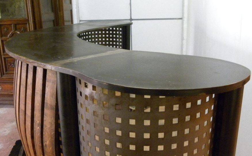 Large steel and wood counter bar