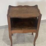 Side bedside table in natural wood with discreet side drawer